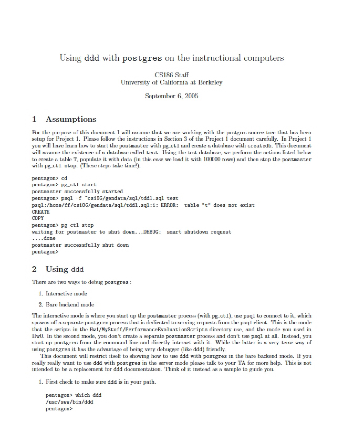 Instructional Computers Using DDD with Postgres