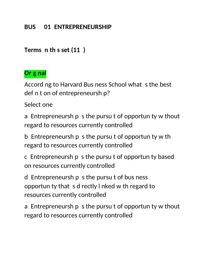 Entrepreneurship 2 Flashcards - BUS 4401