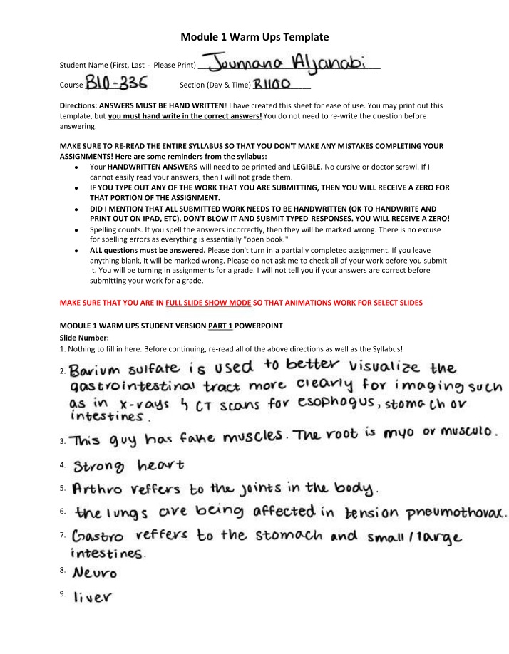 Warm Ups Template for Module 1