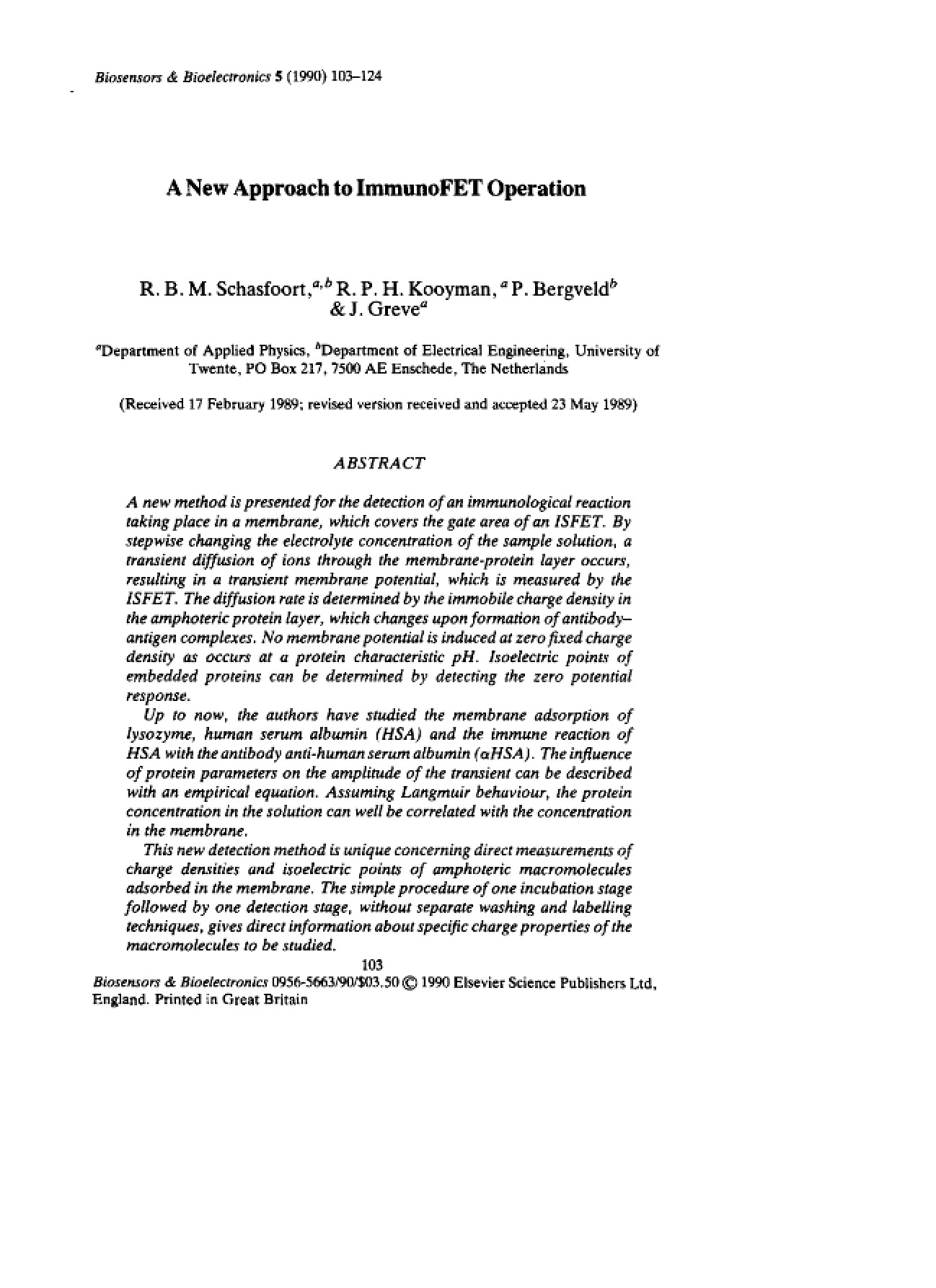 Operation of ImmunoFET: New Approach