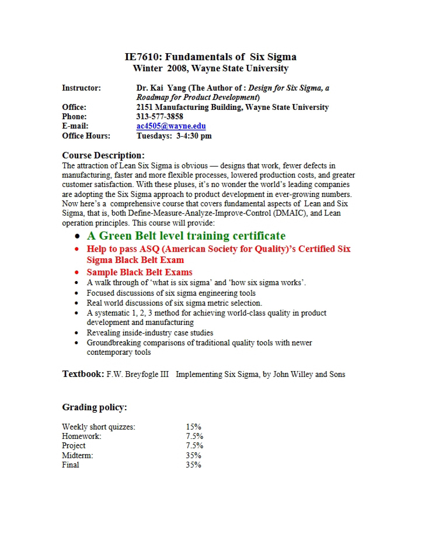 General Course Outline