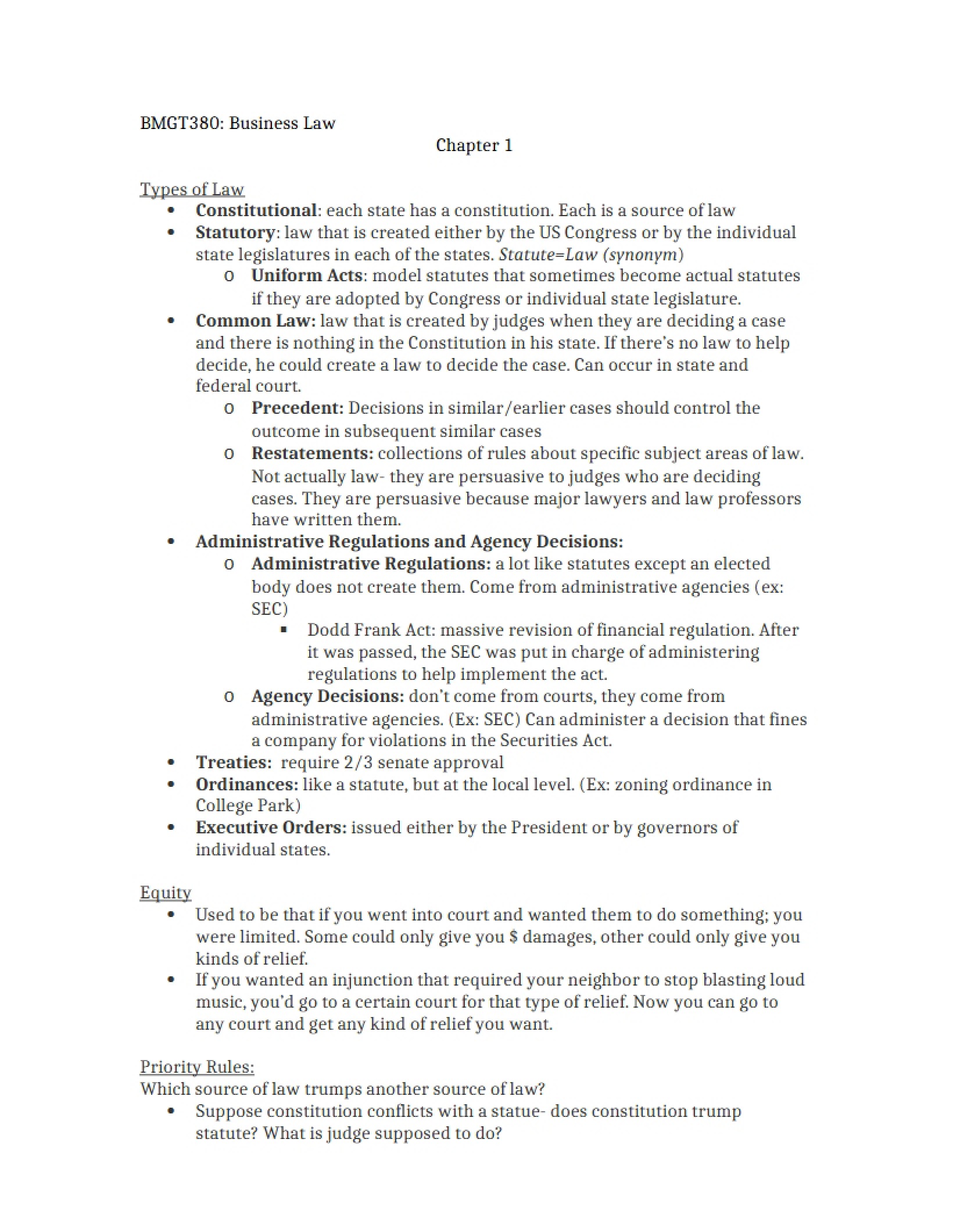 Business Law - Chapter 1 - 16 Pages
