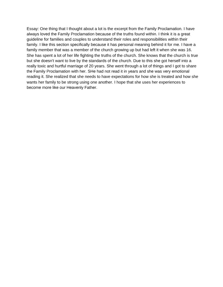 The Family Proclamation Essay