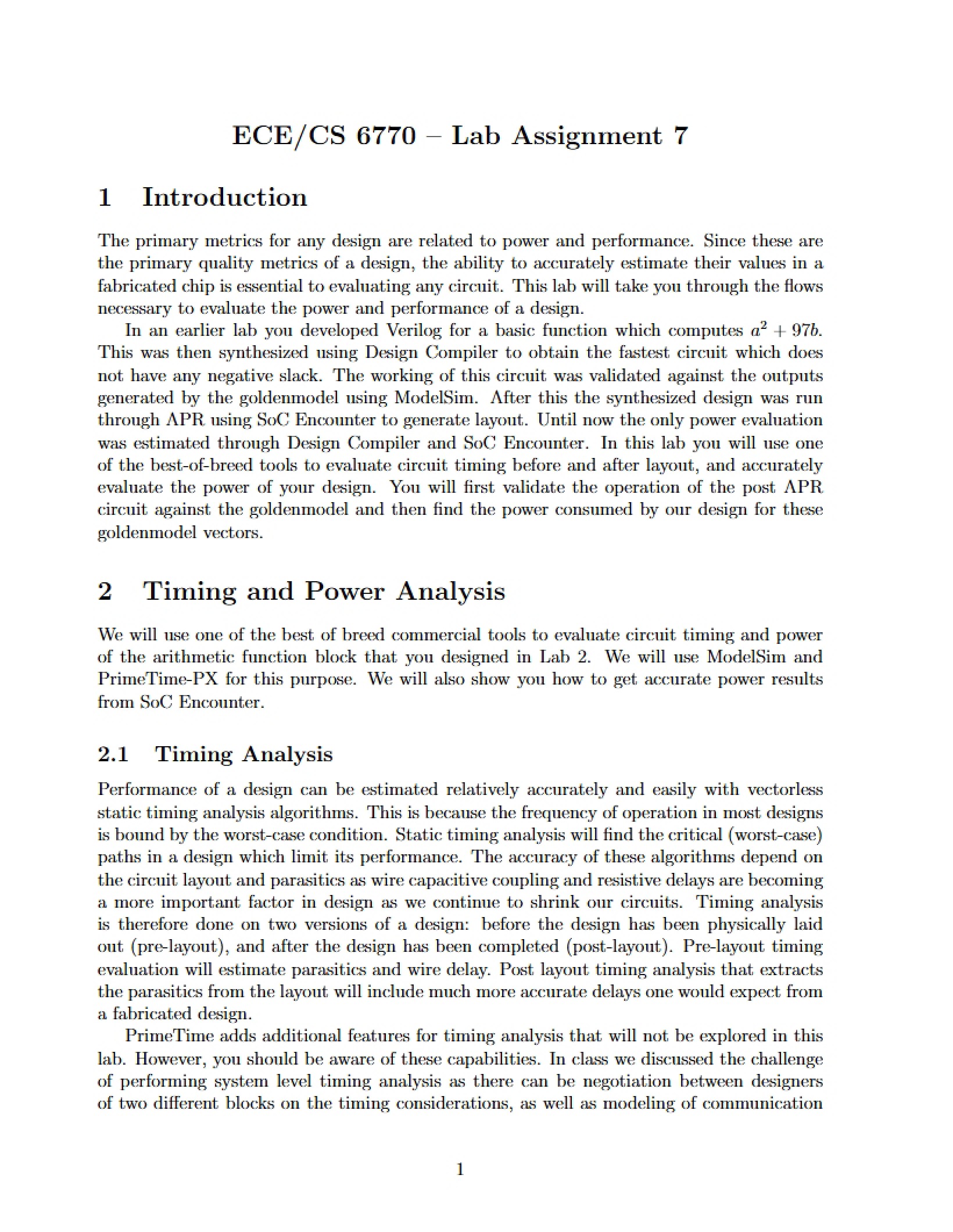 Lab Assignment 7 Advanced VLSI