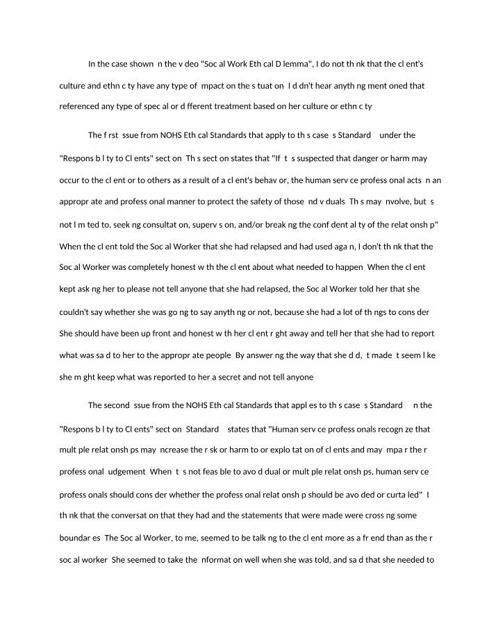 Ethical Dilemma Analysis for Social Work