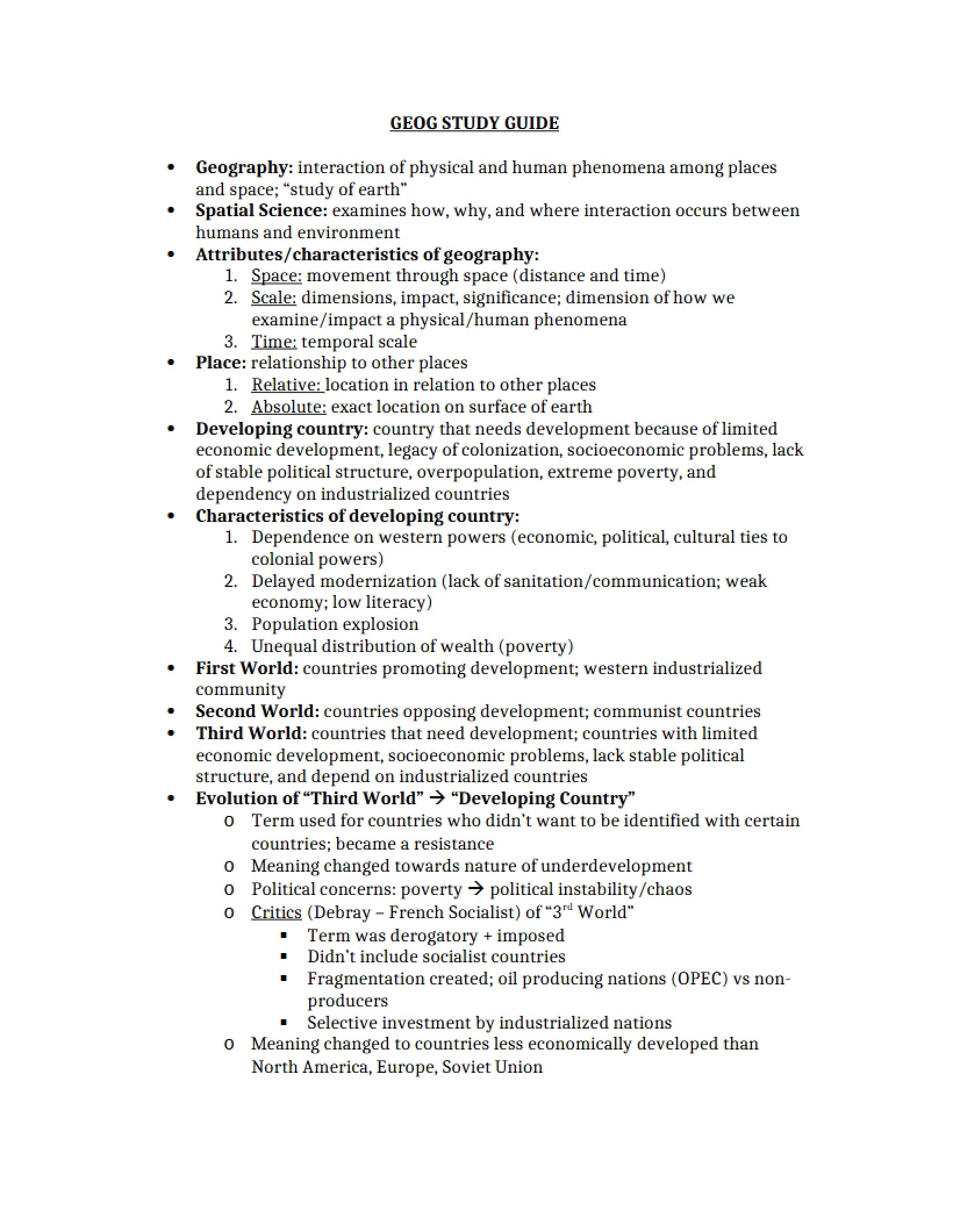 Geography Study Resource