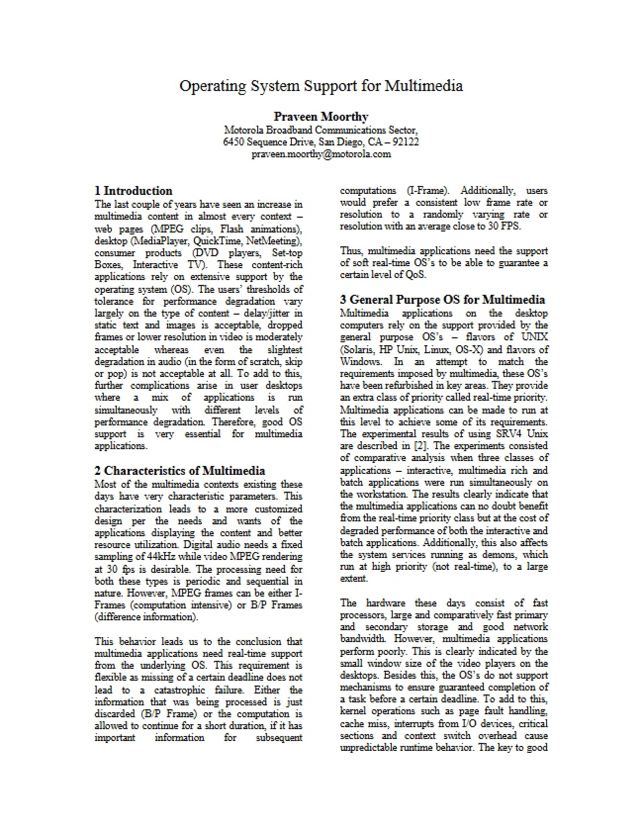 OS Support for Multimedia Systems