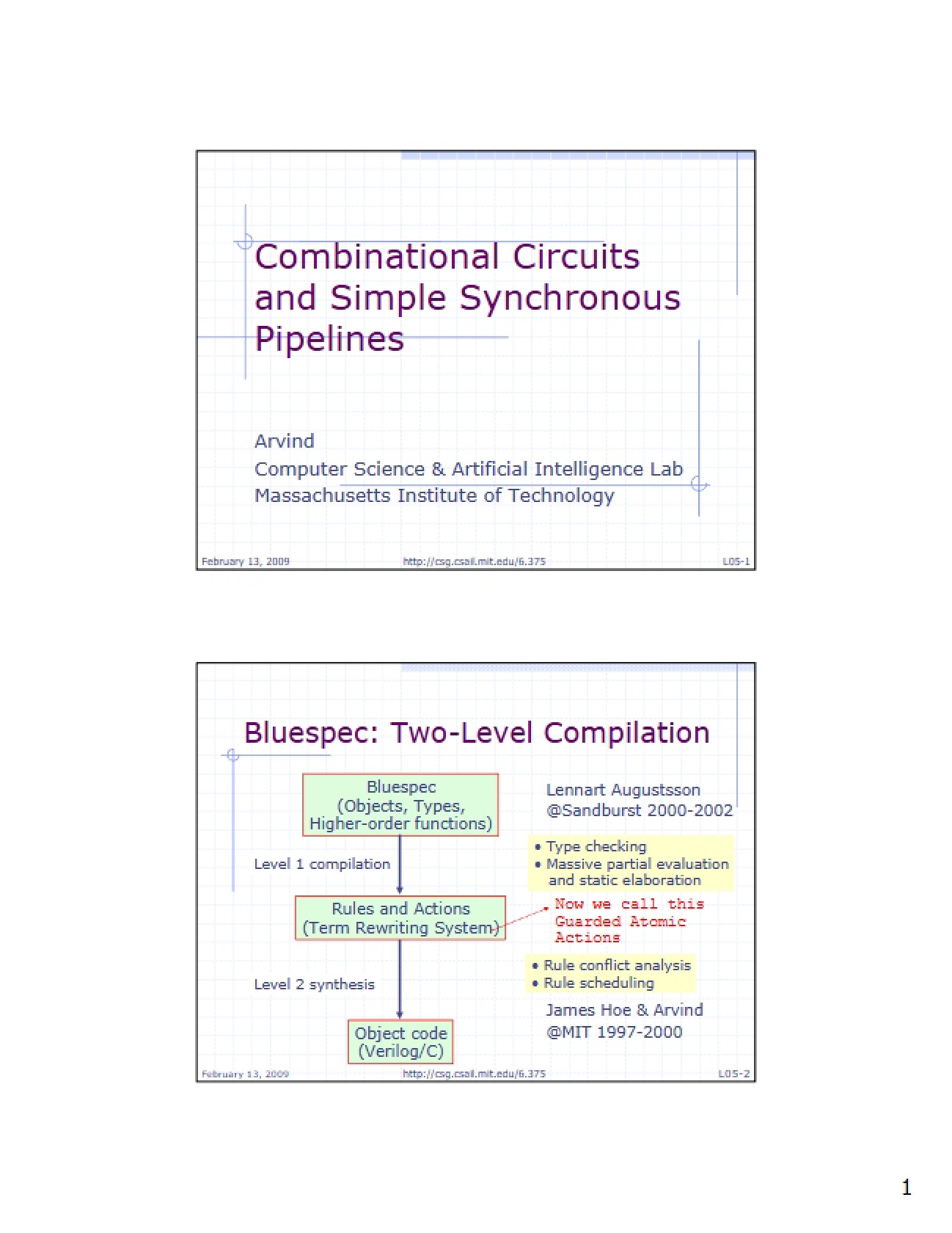 Simple Synchronous Pipelines and Combinational Circuits