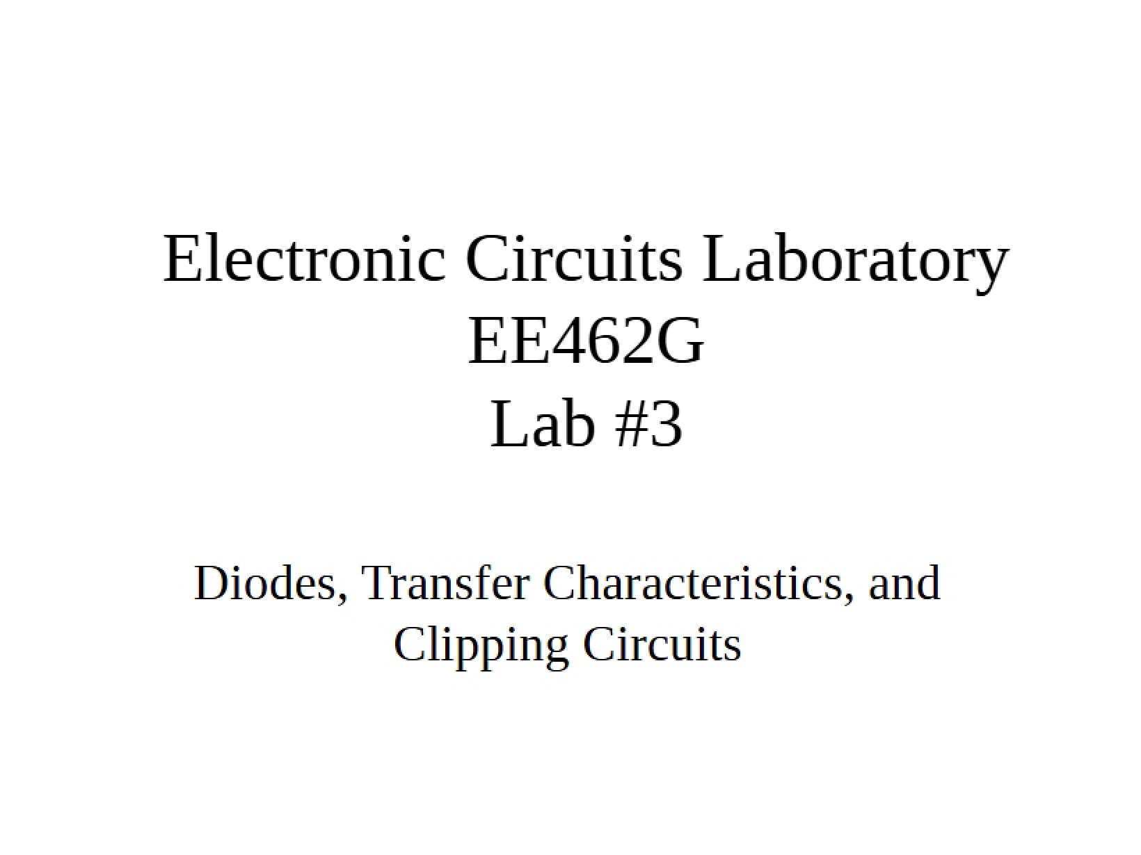 Electronic Circuits Lab Overview