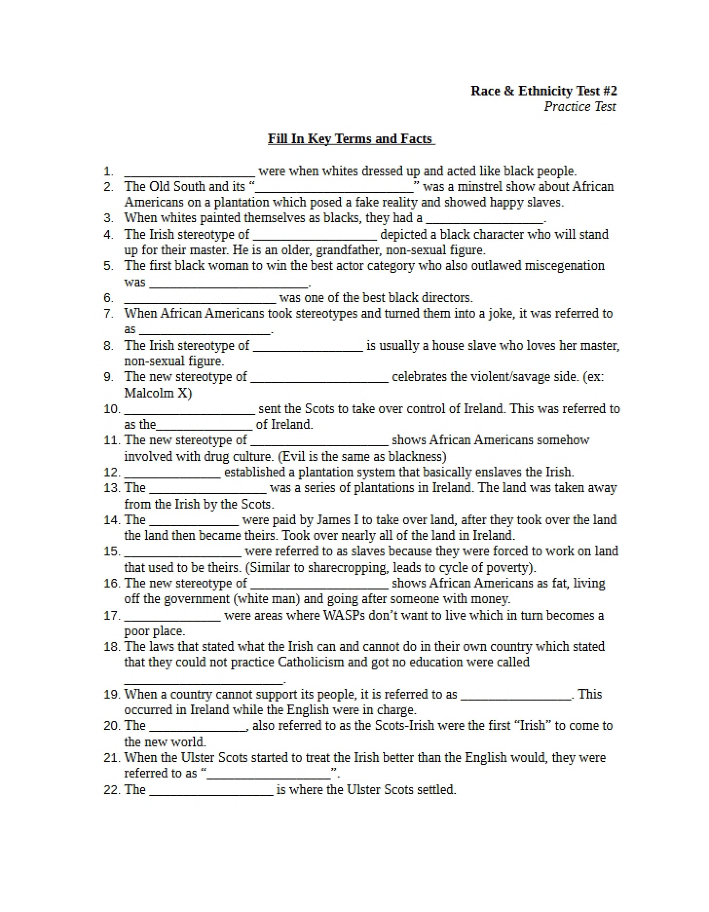 Race and Ethnicity Second Test