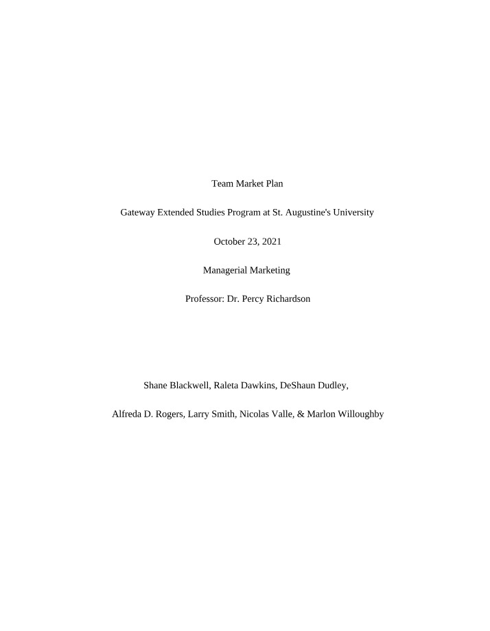 Marketing Plan for Saint Augustine's University