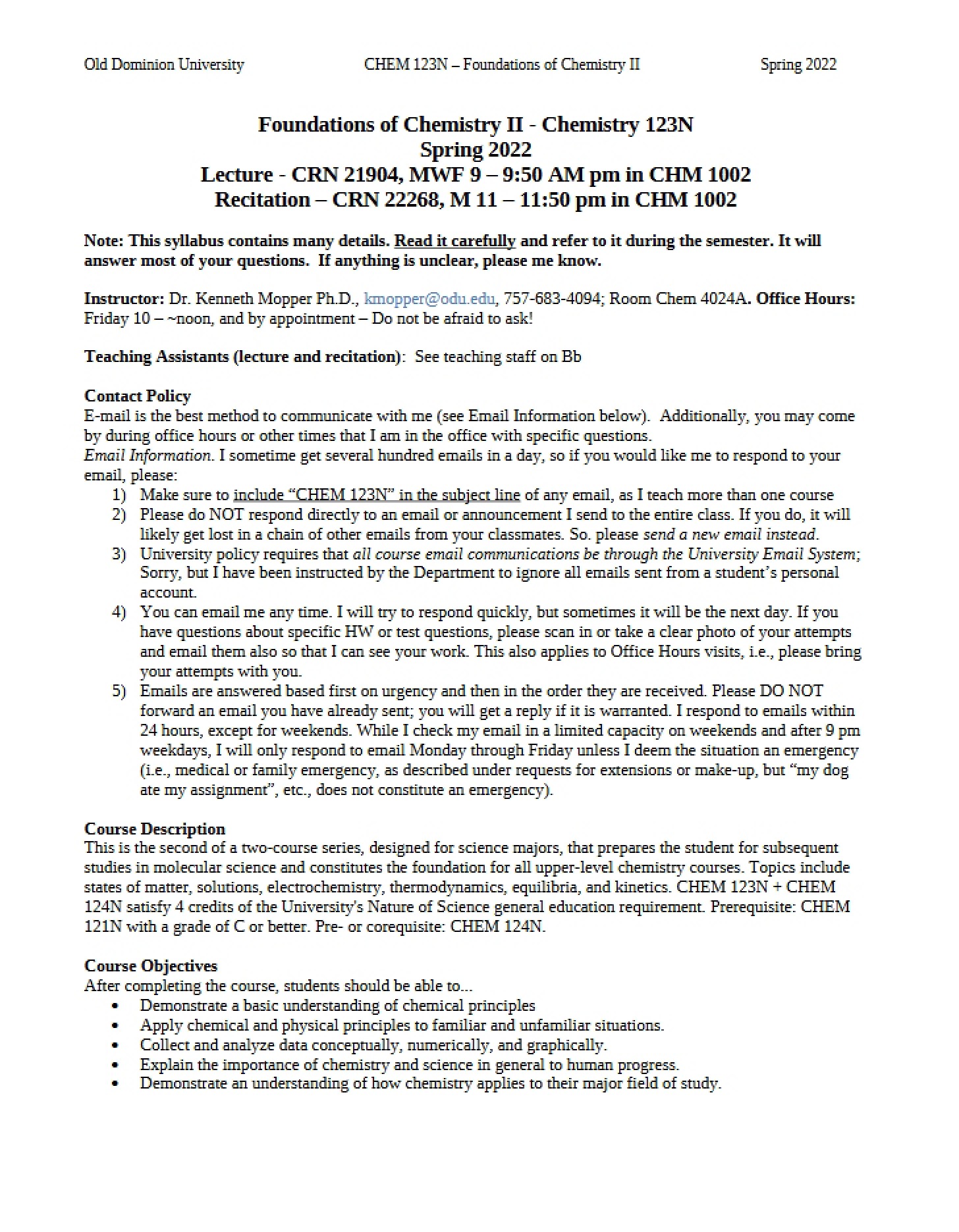 Key for Unit Exam 2 (CHEM 123N Fall 2013)