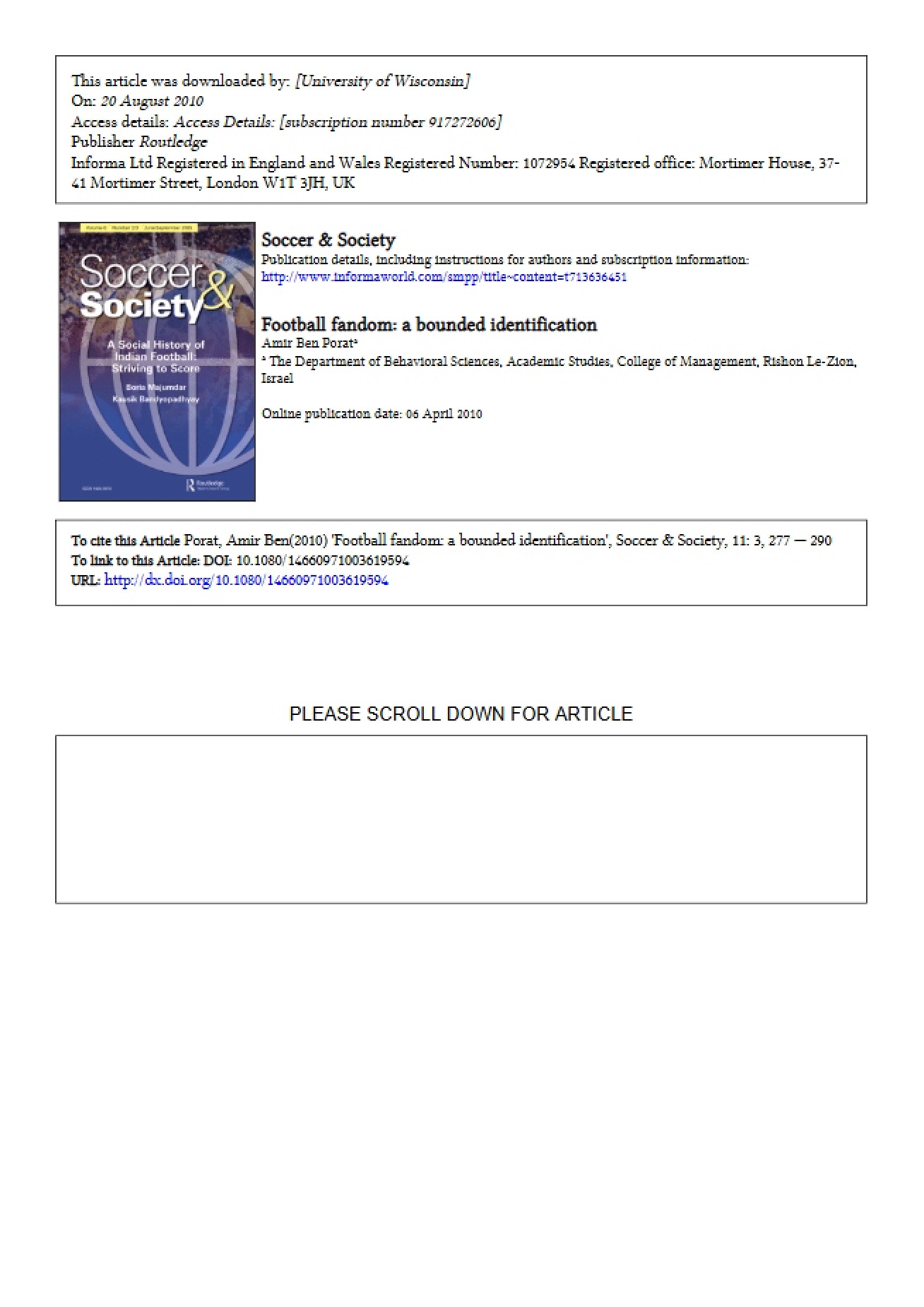 Bounded Identification in Football Fandom