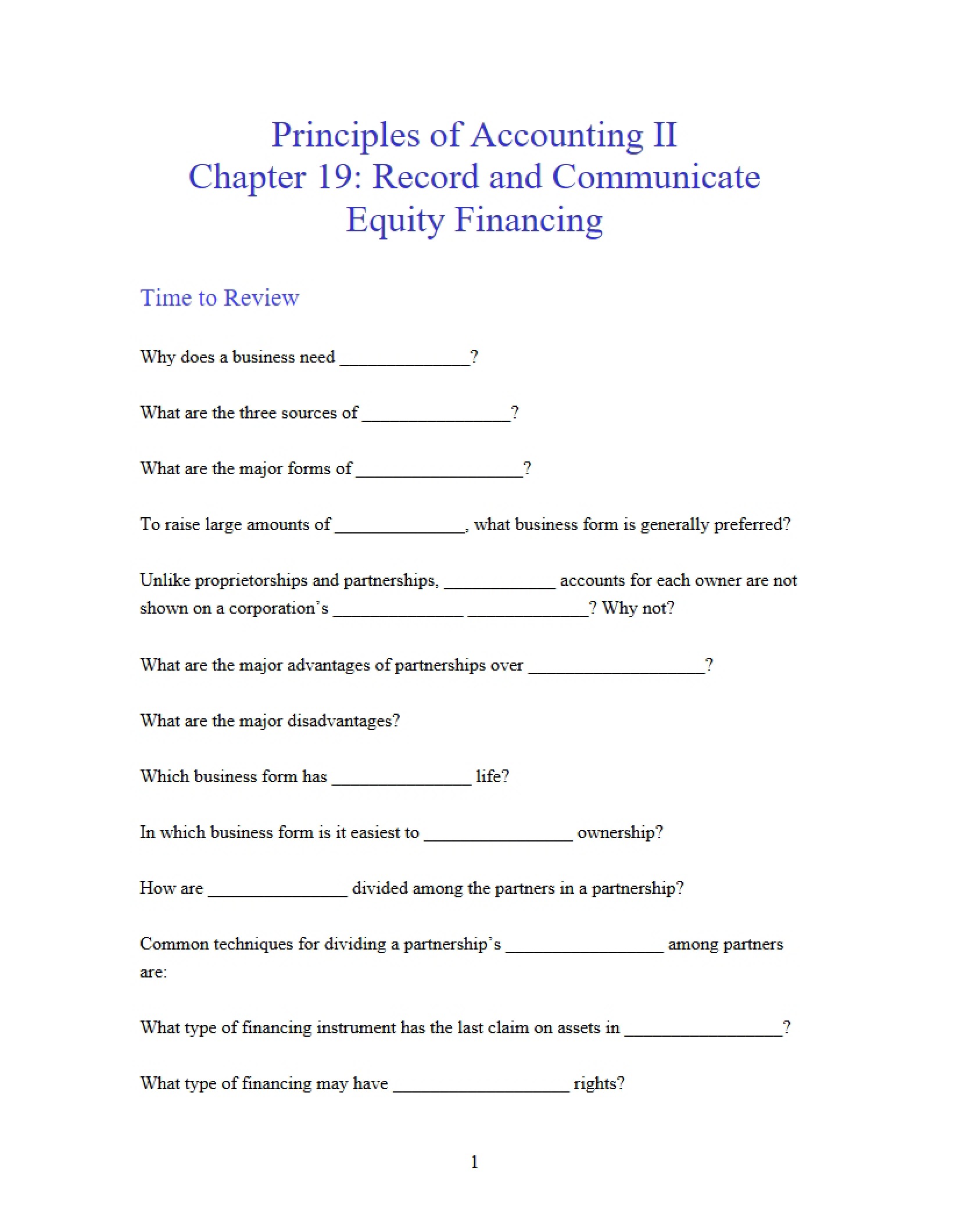 Chapter 19 Accounting II