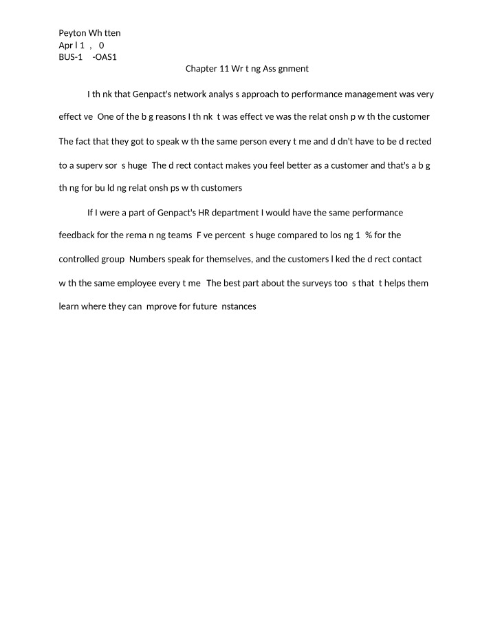 Writing Assignment for Chapter 11