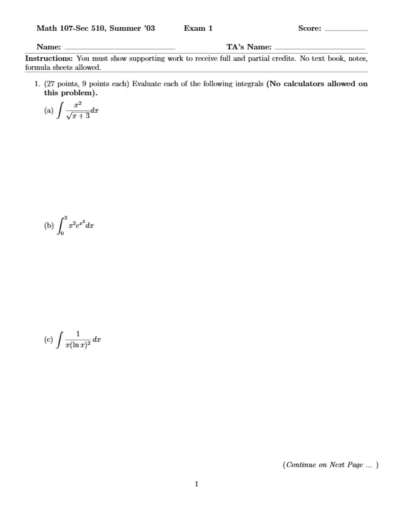 First Examination