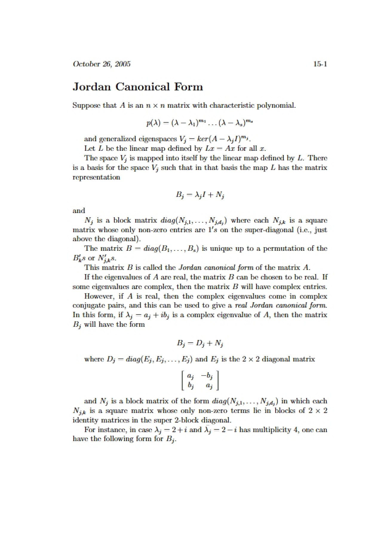 Canonical Form Jordan