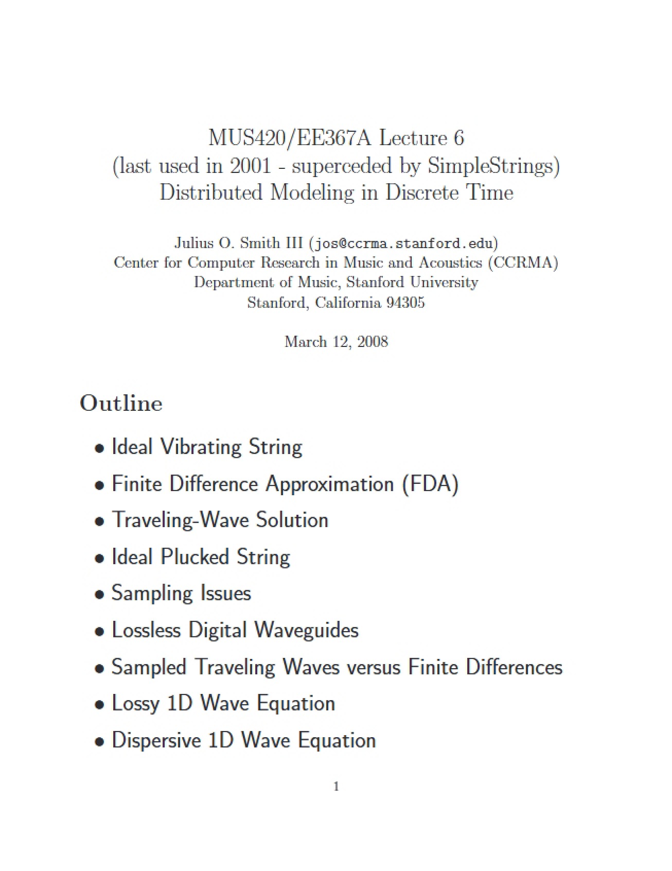 Fifth Set of Lecture Notes for a Computational Imaging and Display Course