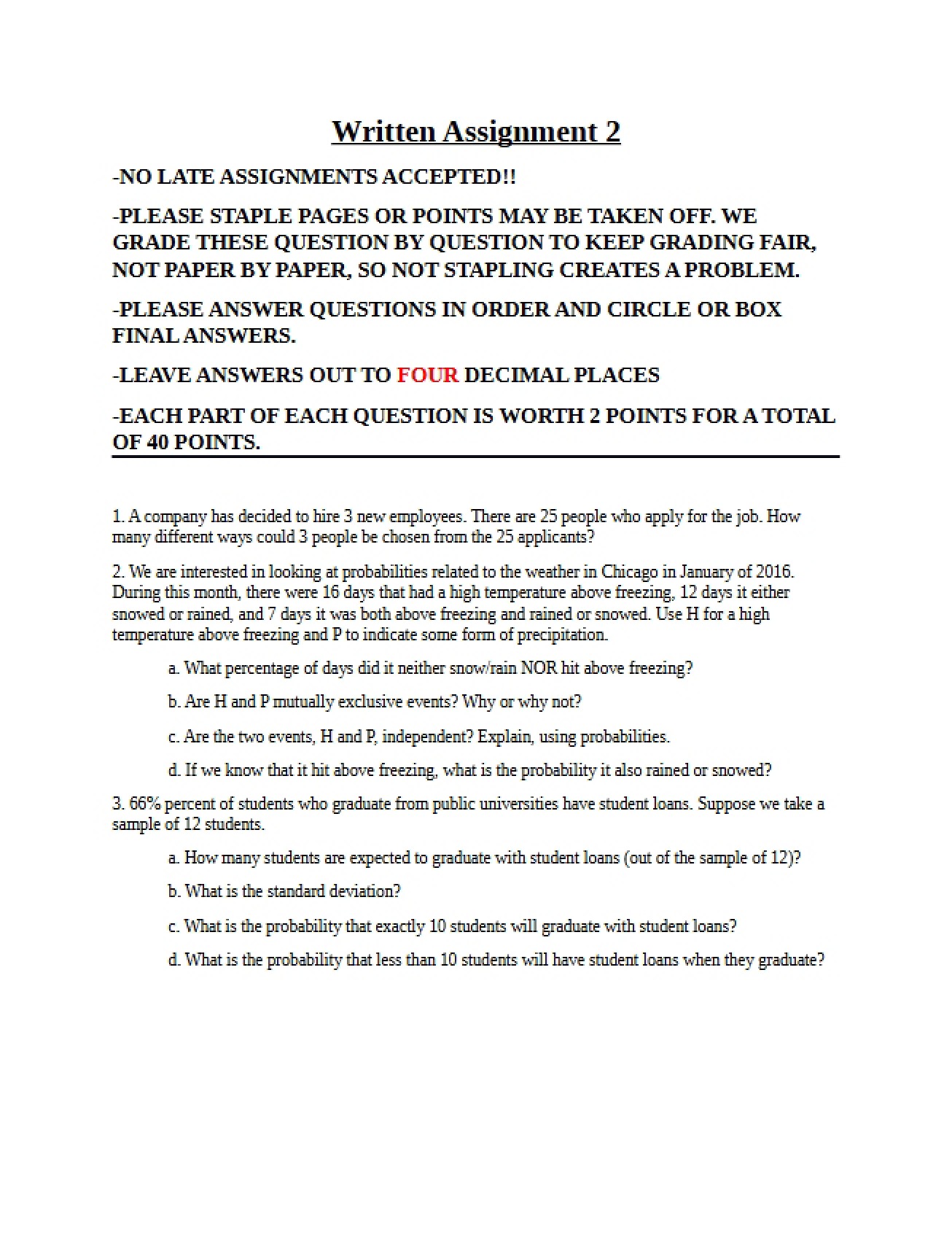 Writing Assignment Two
