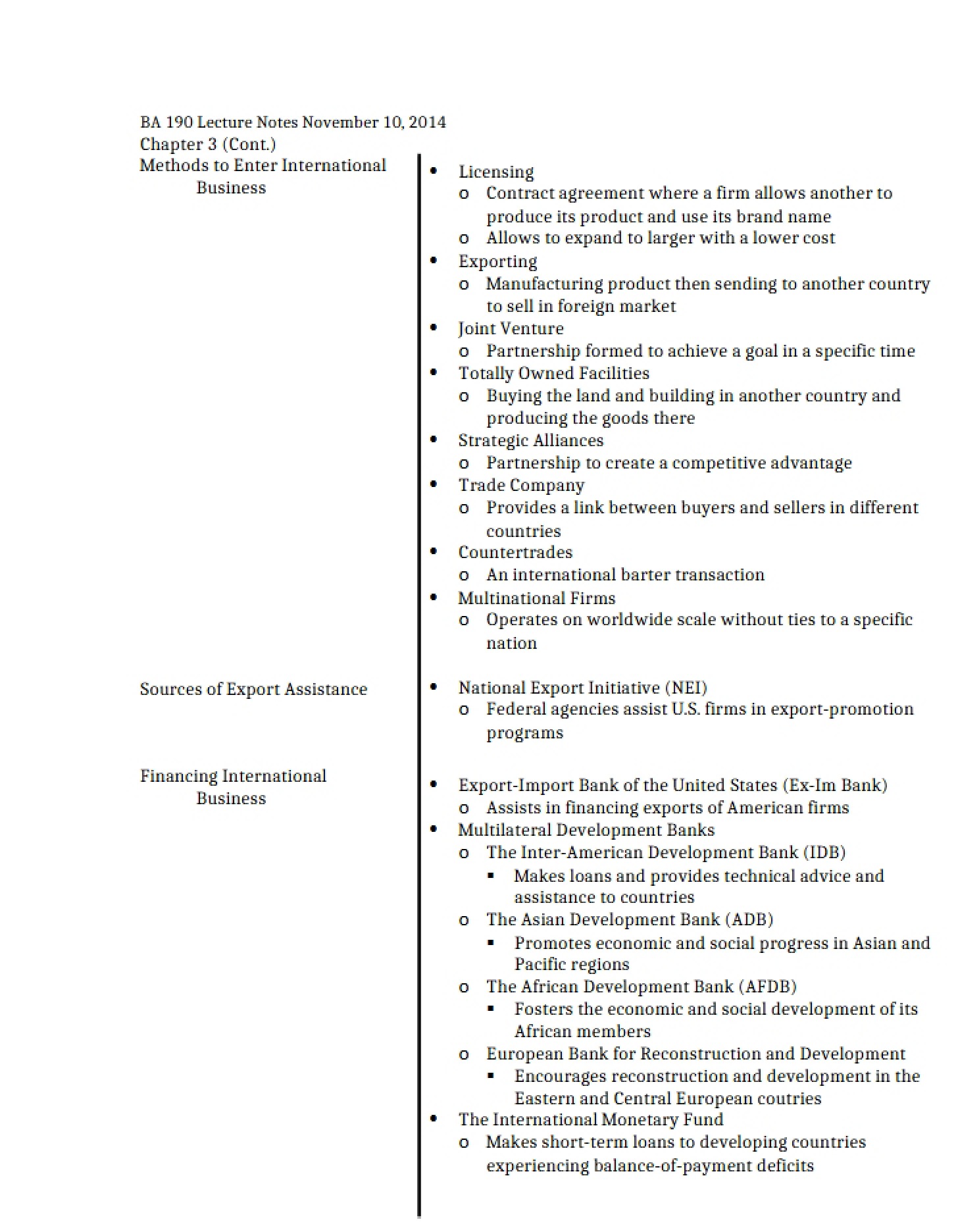 Entering International Business Methods