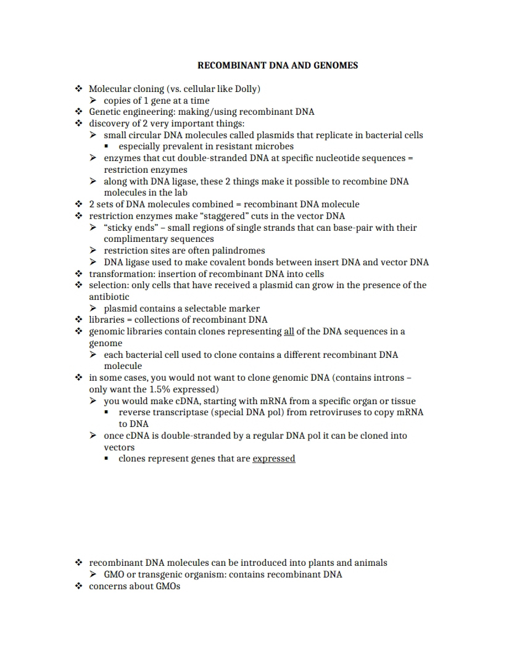 Genomes and Recombinant DNA