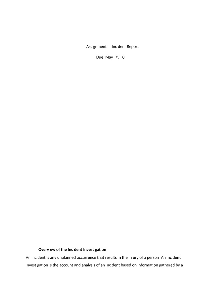 Workplace Incident Prevention Report