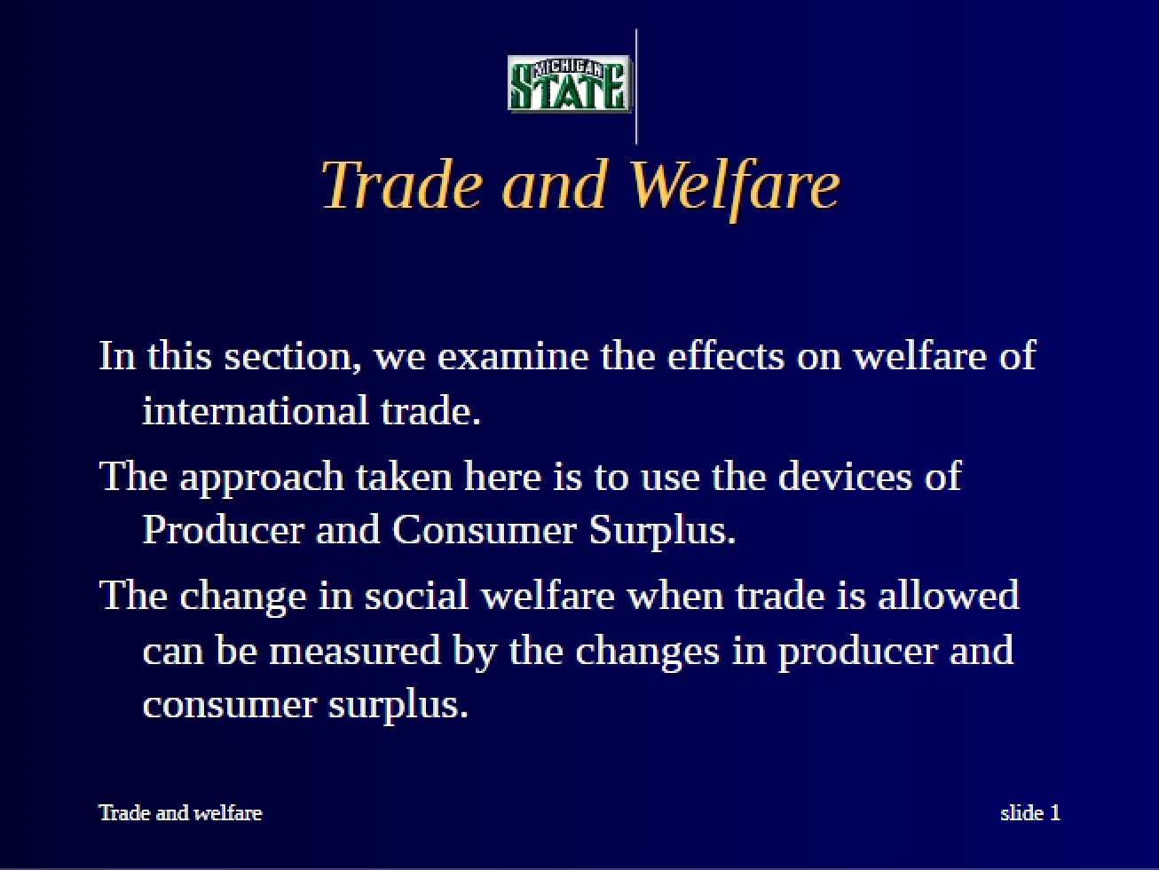Welfare and Trade
