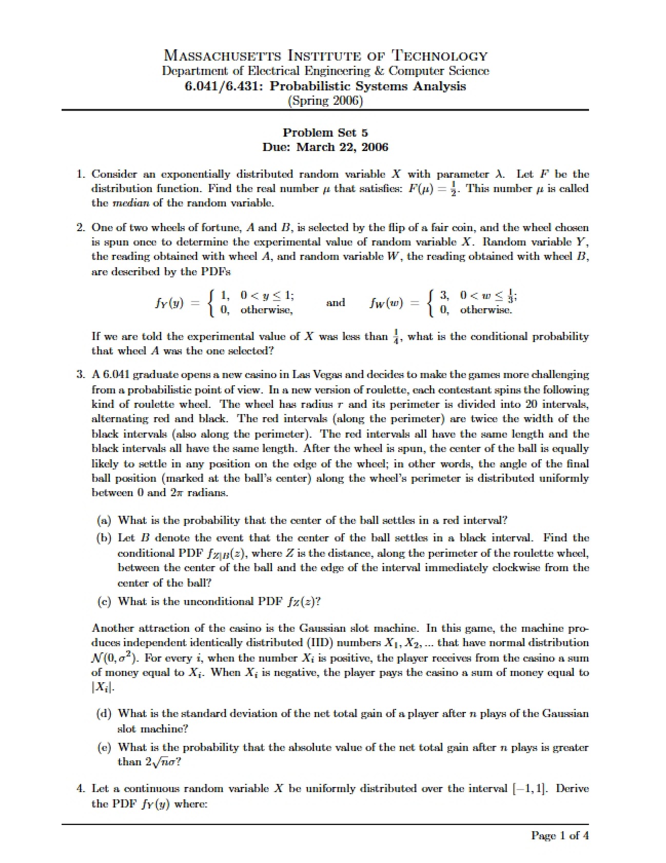 Problem Set Five