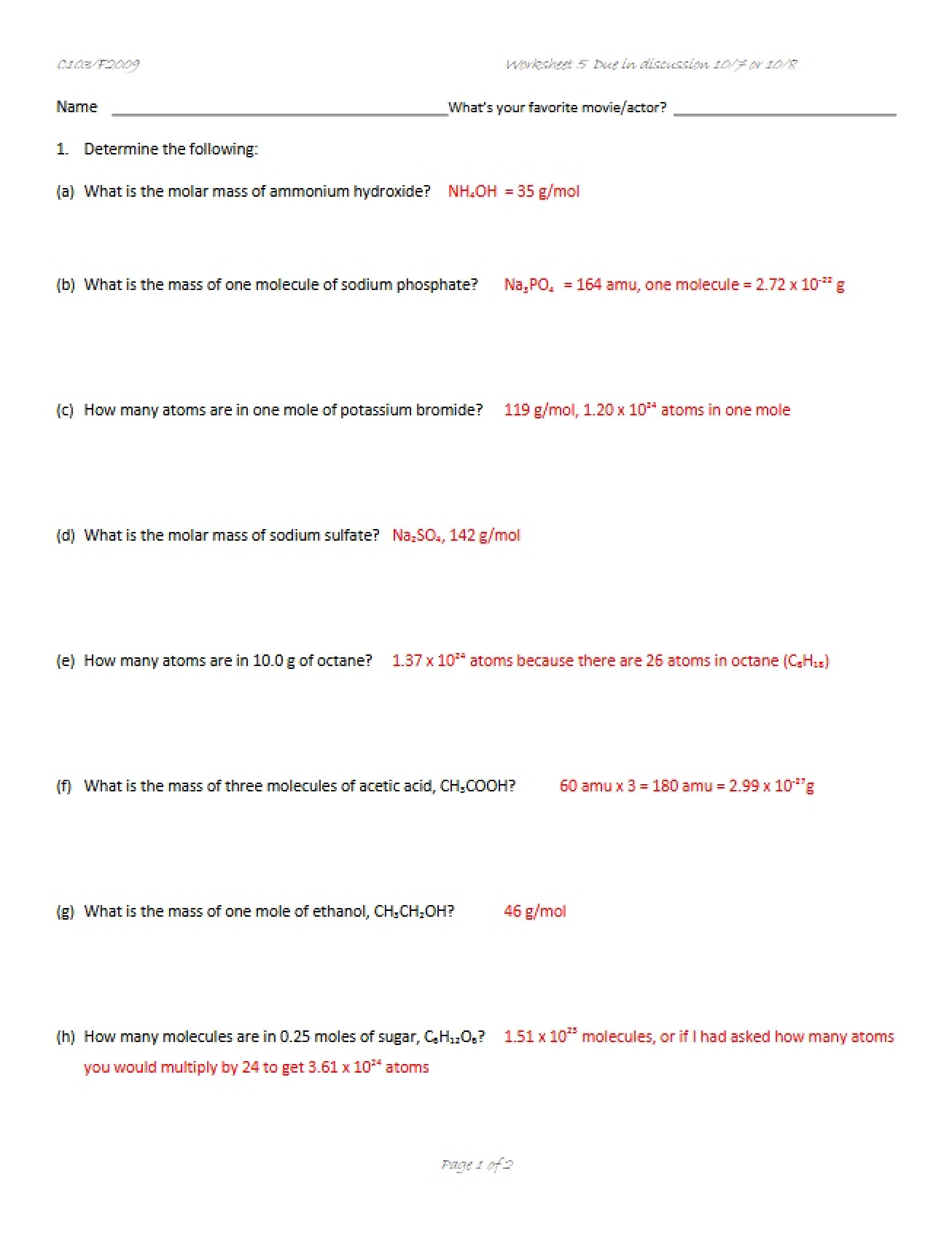 Chemistry Test