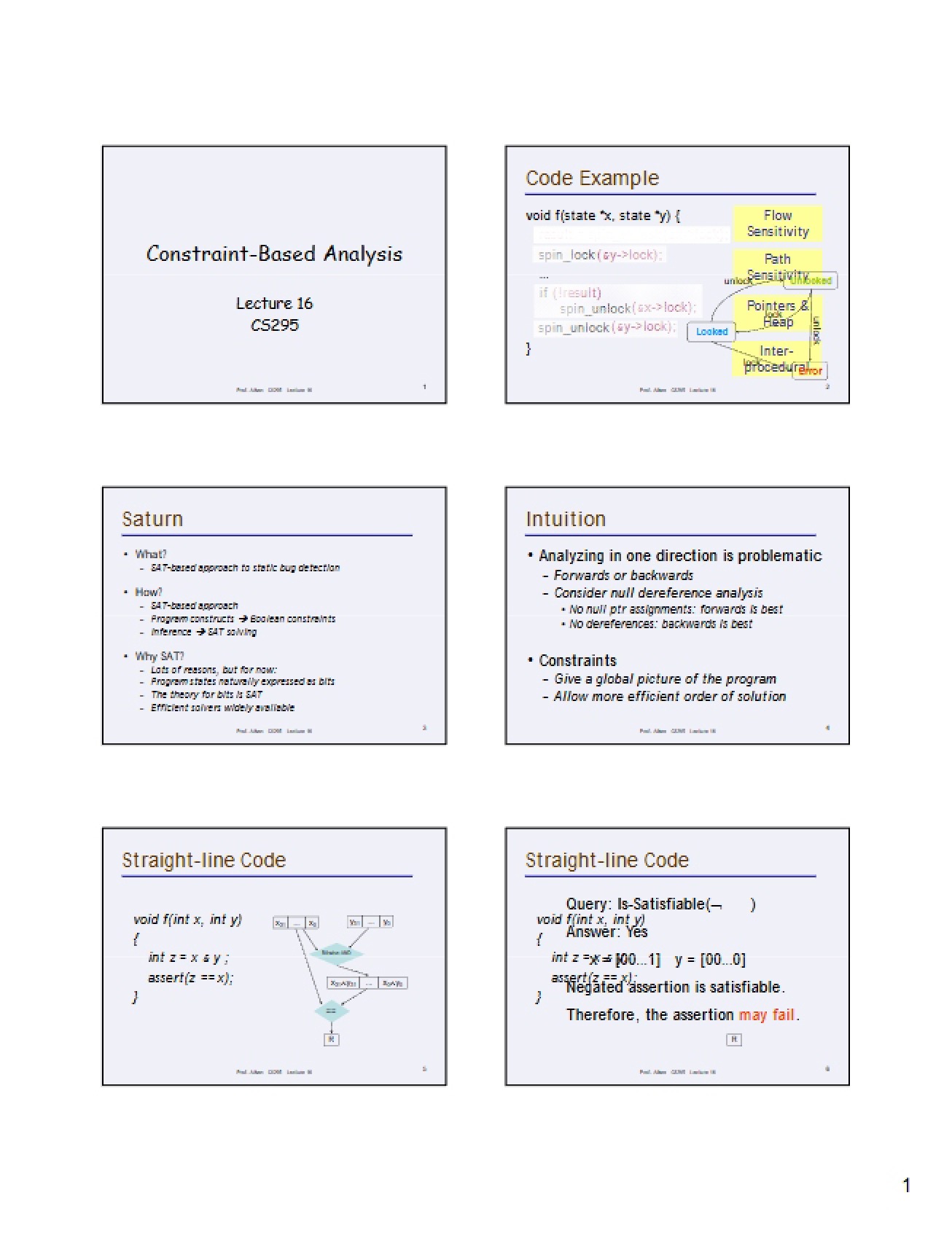 Sixteenth Lecture on the Topic of Constraint-Based Analysis