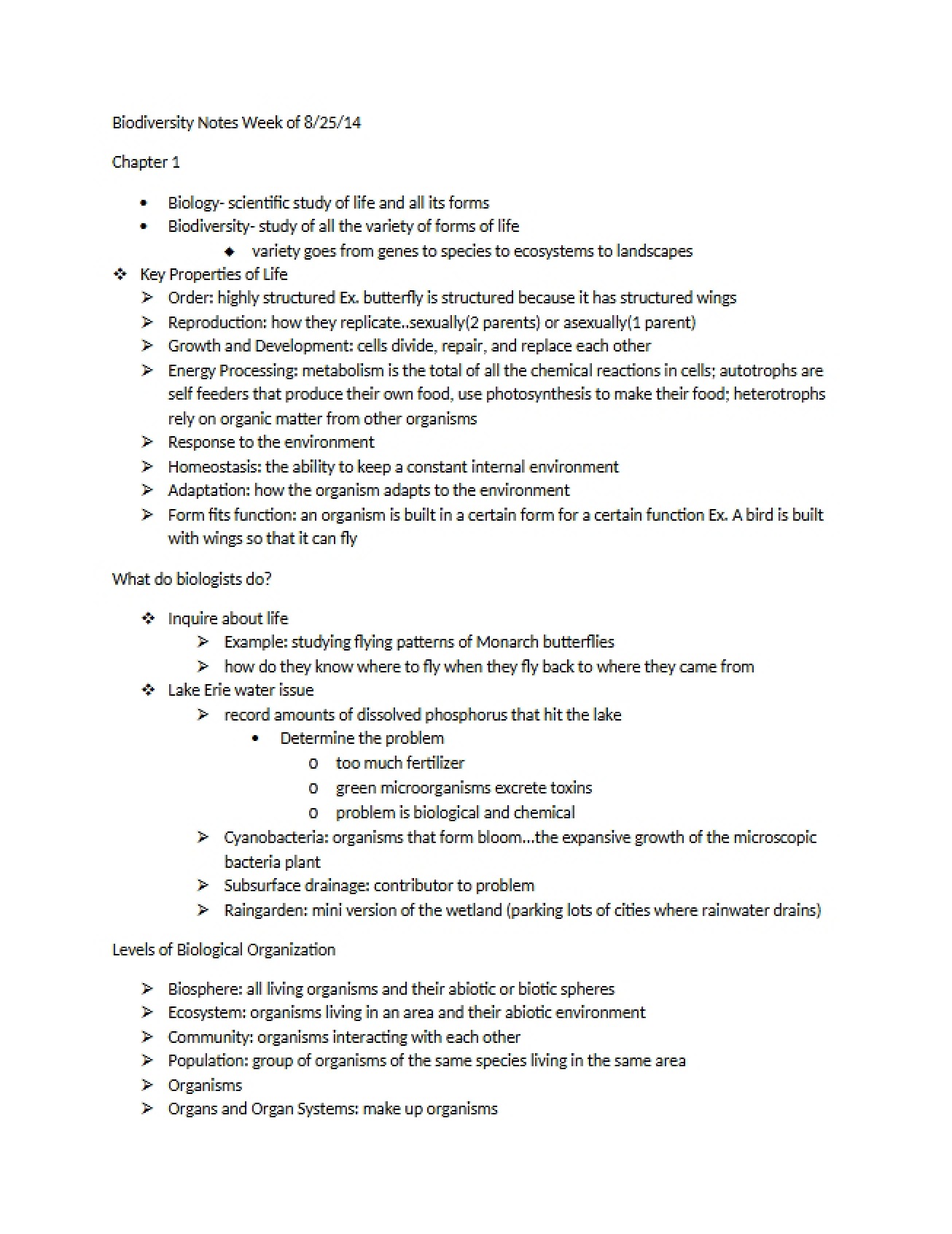 Biodiversity Chapter 1