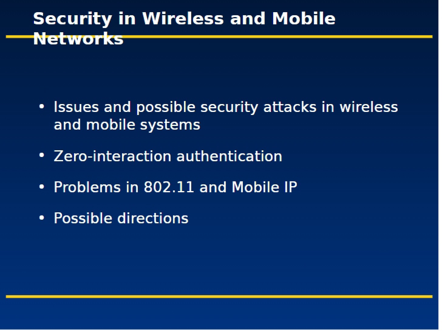 Mobile and Wireless Network Security
