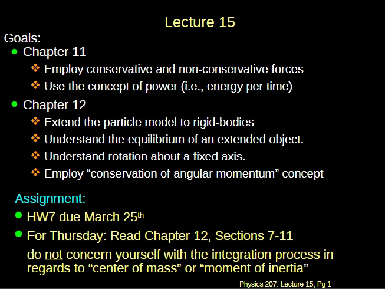 Notes for Lecture 15 (Phy 207)