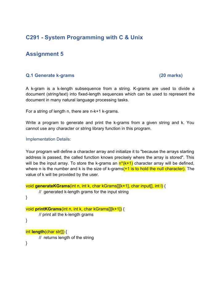 Assignment 5 - C291 System Programming