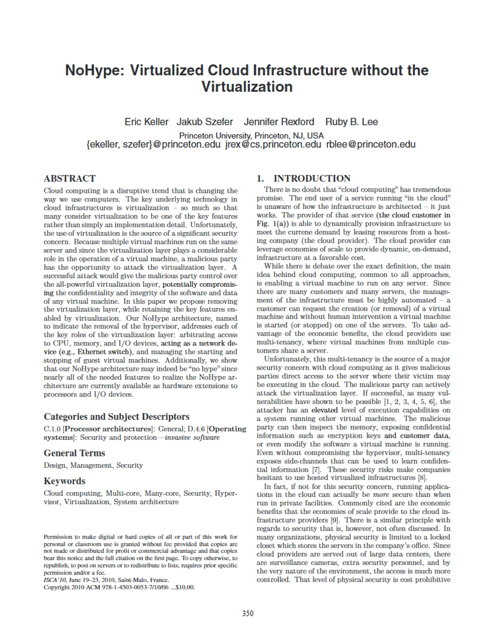 Cloud Infrastructure (Virtualized) Without Virtualization