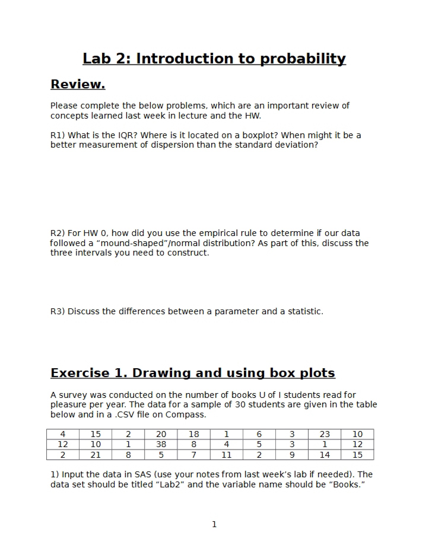 Review Probability Intro