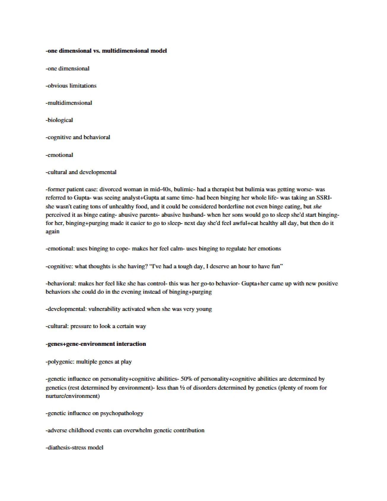 Multidimensional vs One Dimensional Models