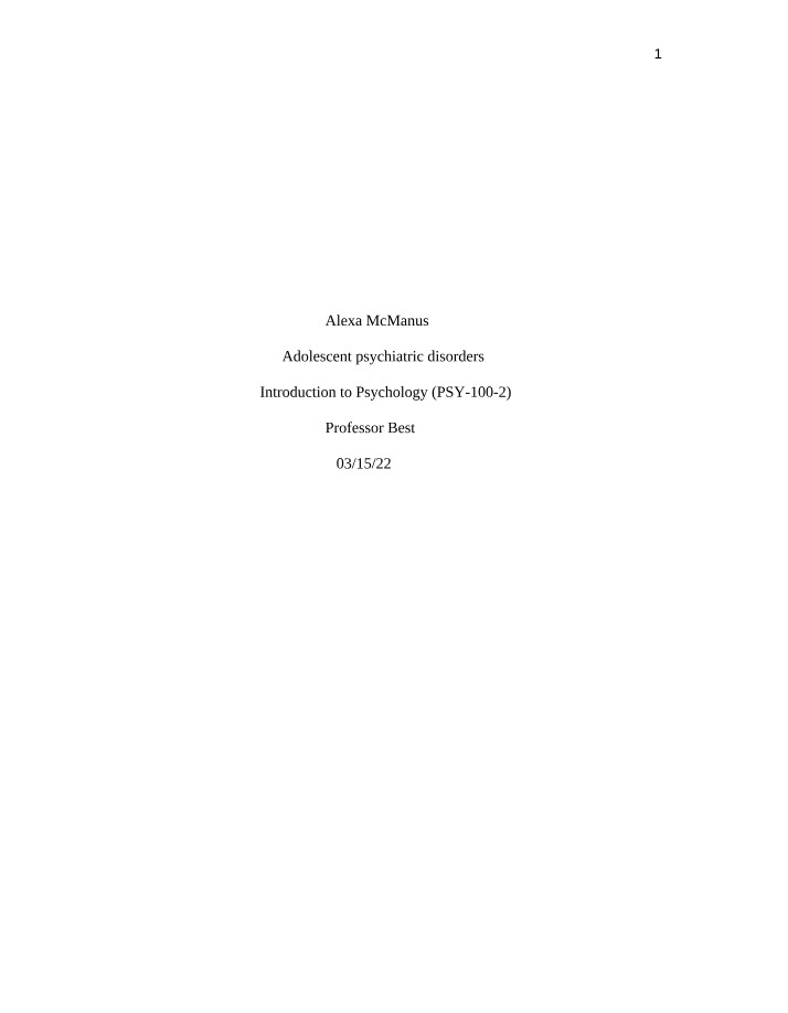 Impact of Anxiety Disorders on Adolescent Mental Health