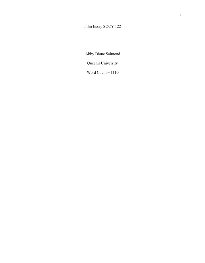 SOCY 122 Film Essay