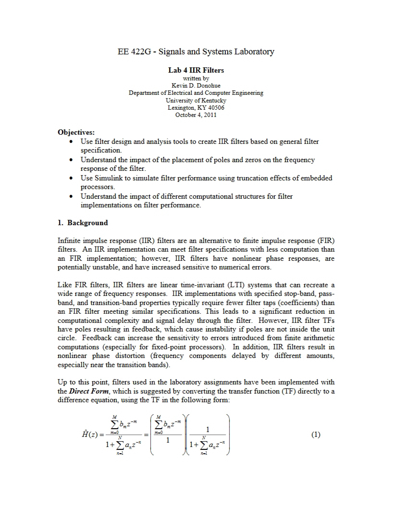 IIR Filters Lab 4