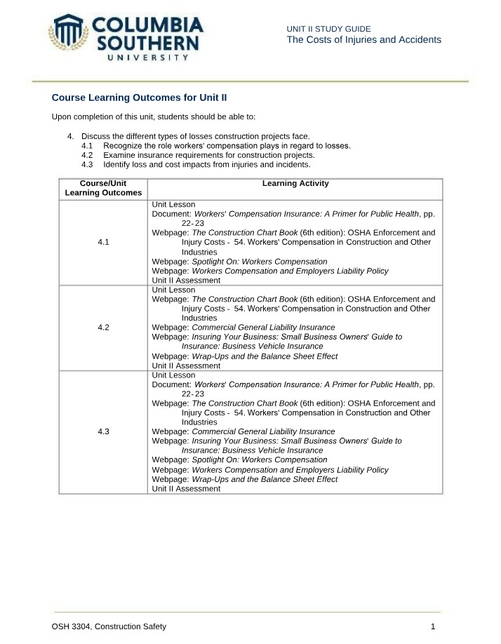 Costs of Injuries and Accidents
