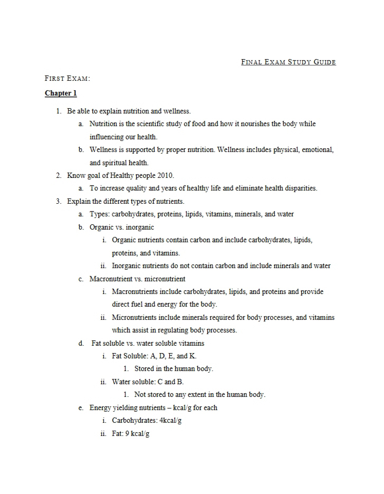 Essential Nutrition Principles Unit 1
