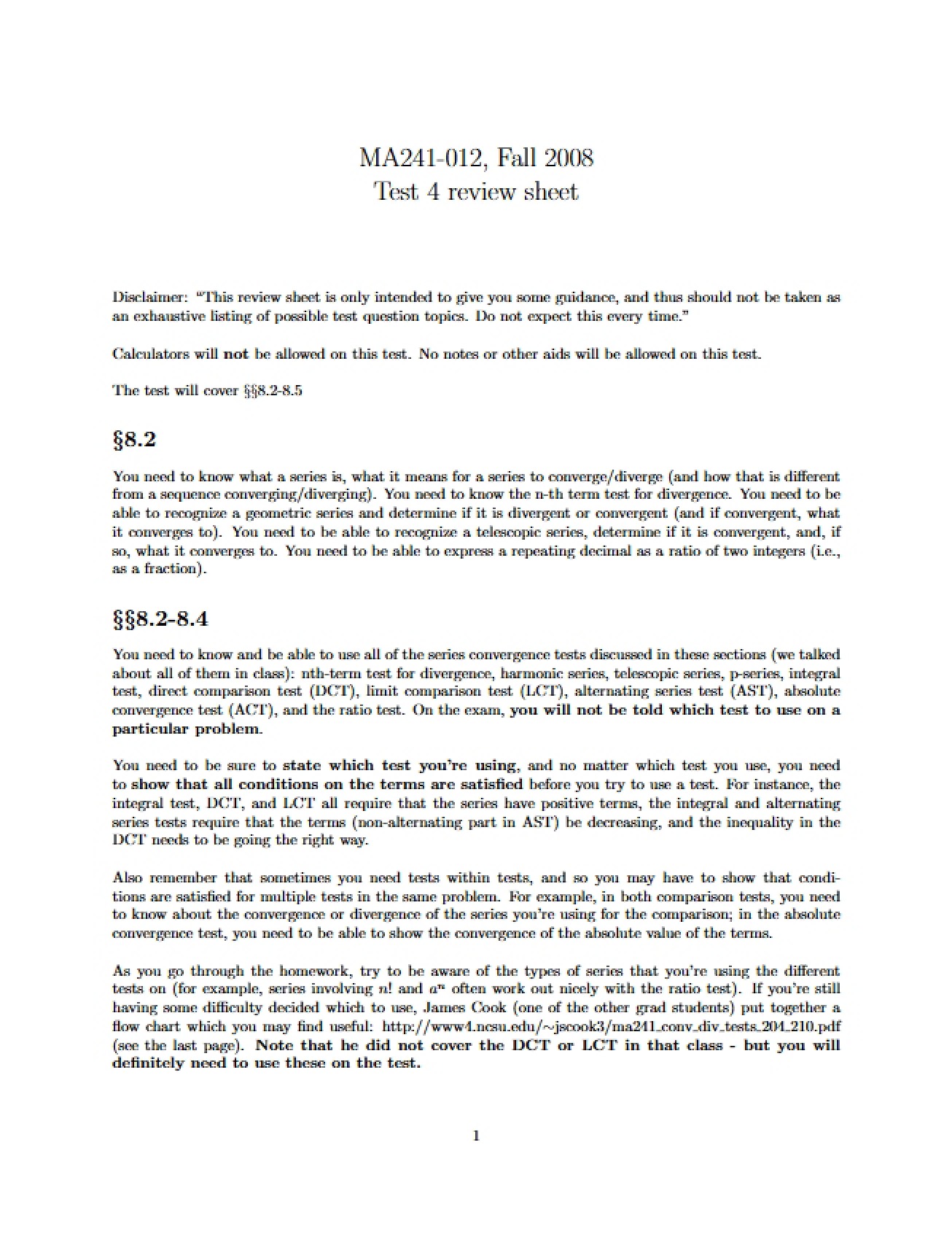 Fourth Review Sheet for MA241
