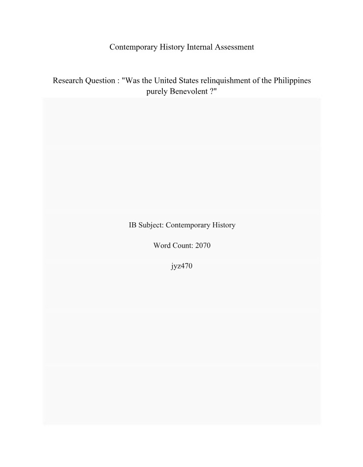 The United States' Relinquishment of the Philippines