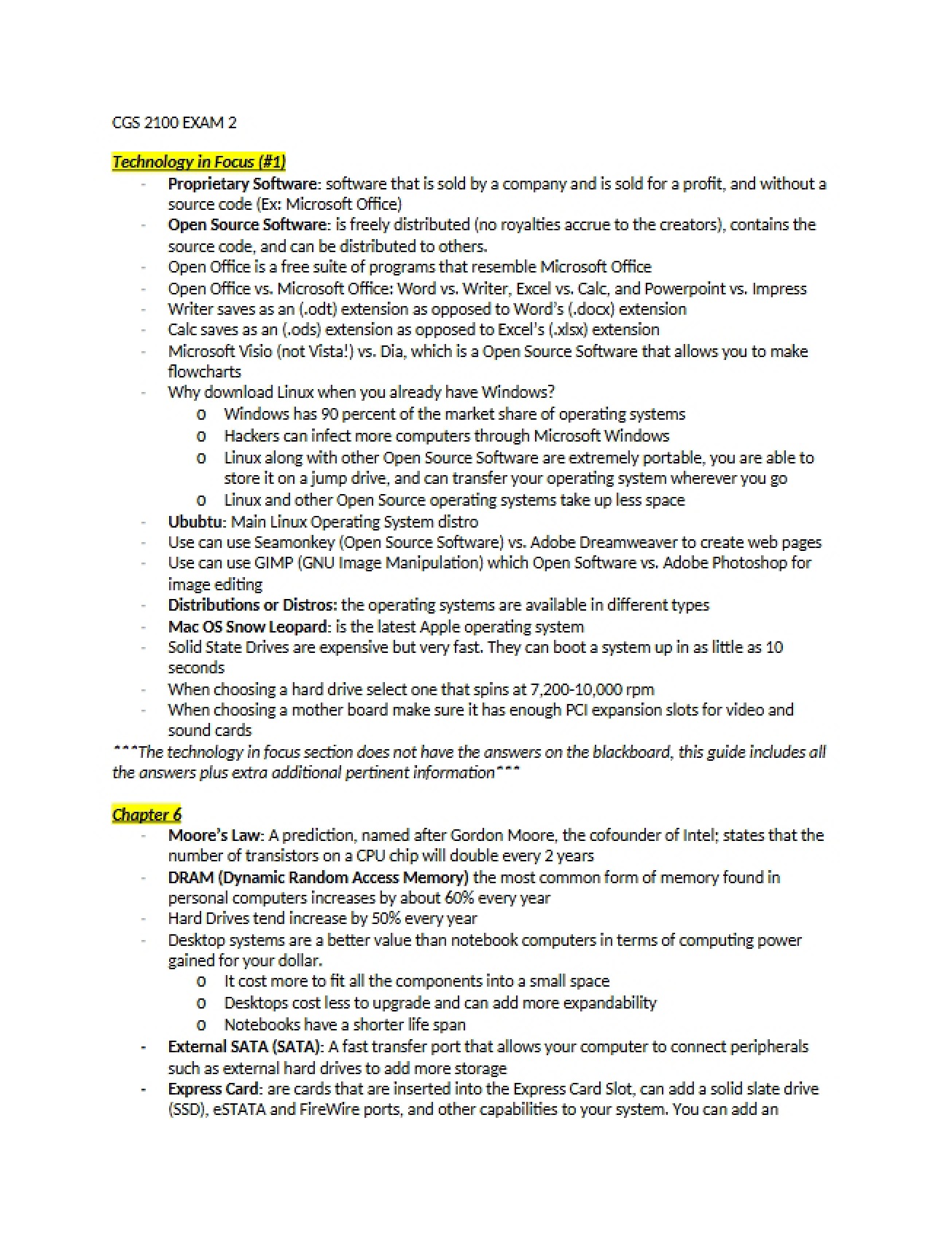 Exam 2 Review Material
