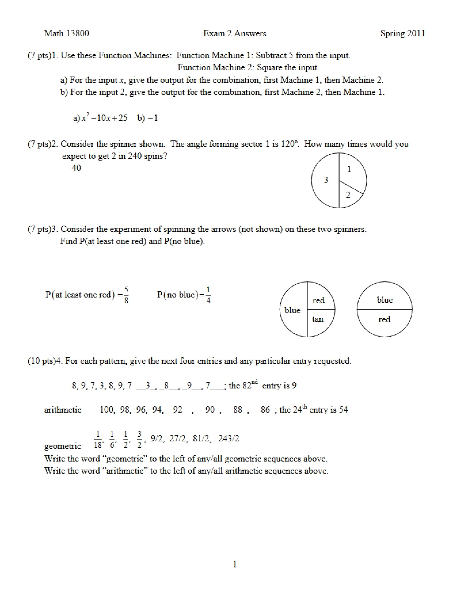 Key for Exam Two