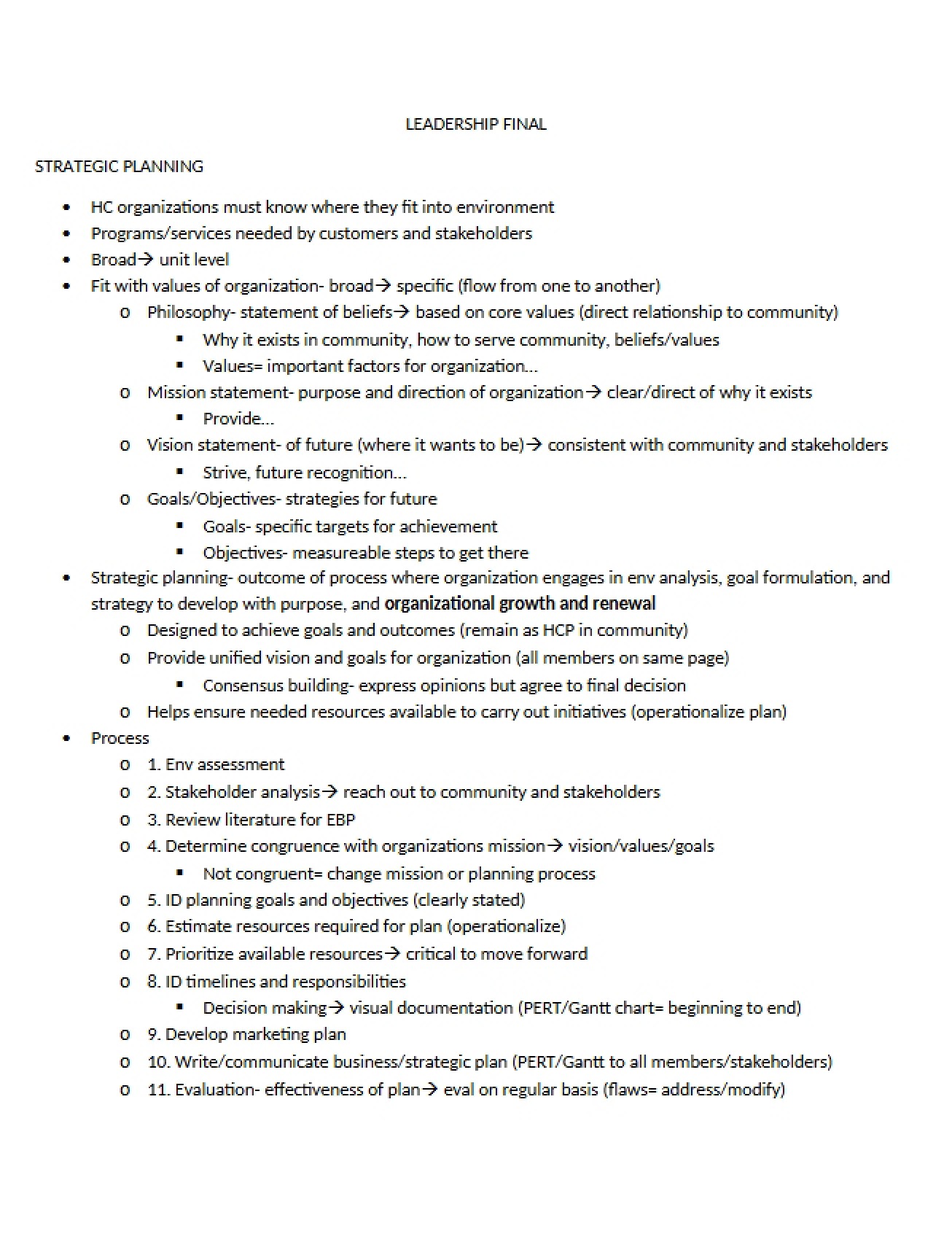 Strategic Planning Concepts