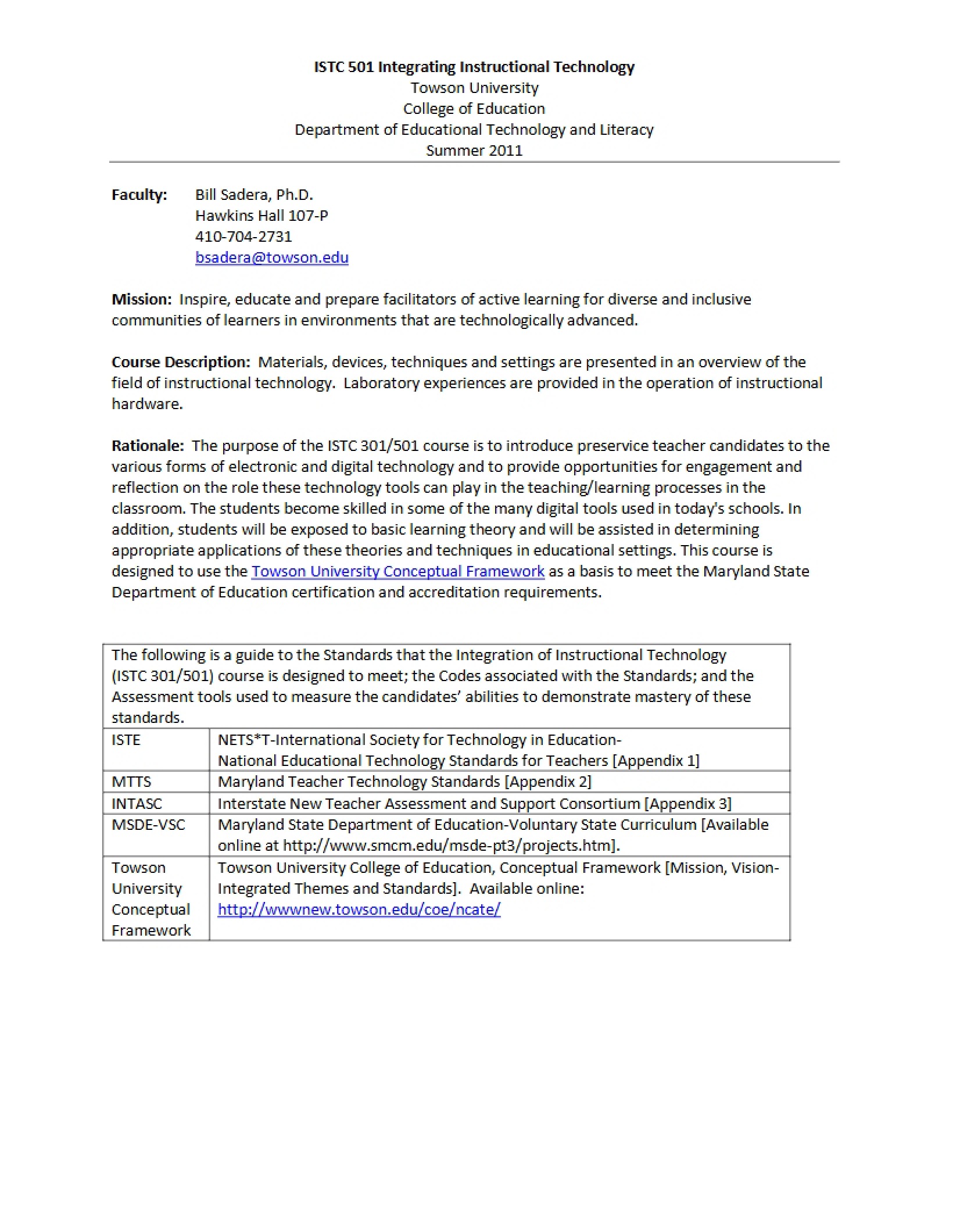 Integrating Technology Course Syllabus