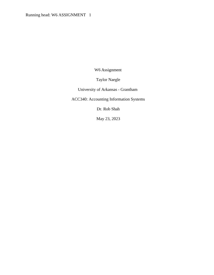 ACC340 - Week 6 Assignment