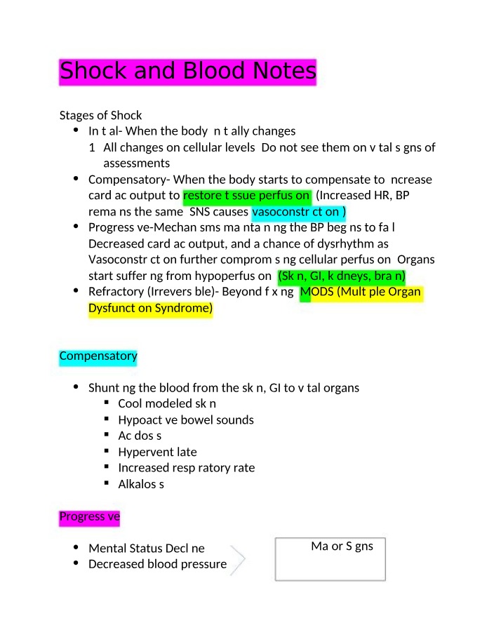 Notes on Shock and Blood